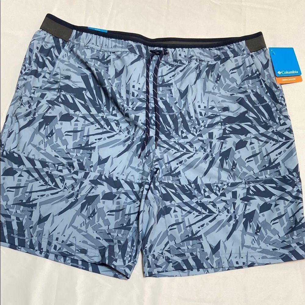 Columbia Blue and Black Board Shorts with Modern Design